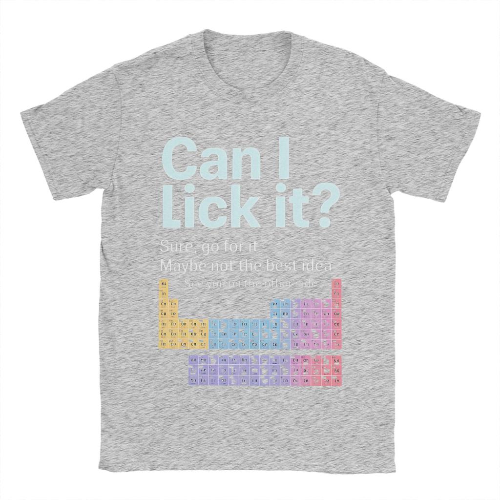 Can I Lick It Periodic Table Science T Shirt Men Women Cotton Novelty T-Shirt Crew Neck  Tees Short Sleeve Clothes Plus Size