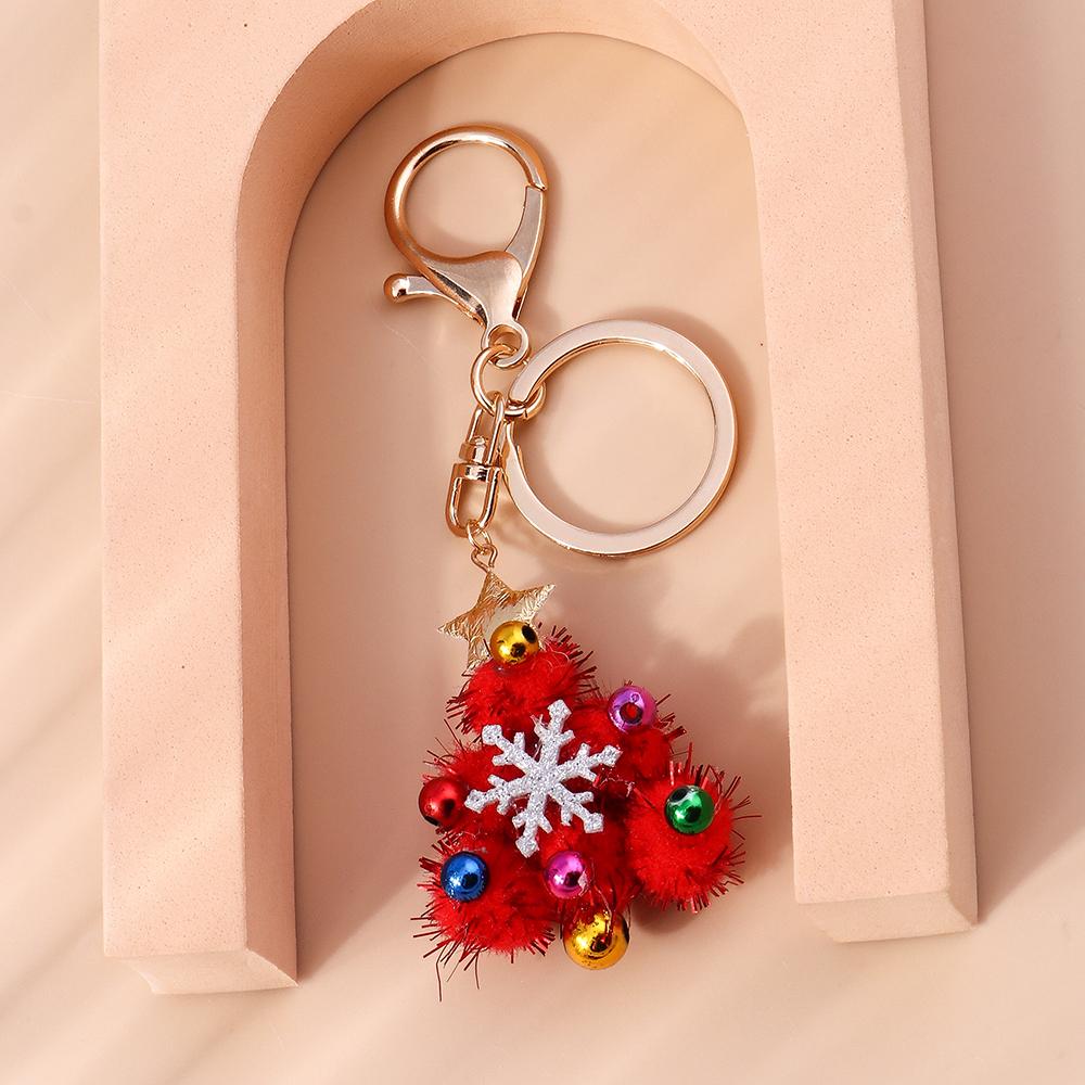 Pretty Christmas Tree Keychain Snowfake Key Ring Pendants for Key Holder Women Girls Handbag Charms DIY Jewelry Gifts