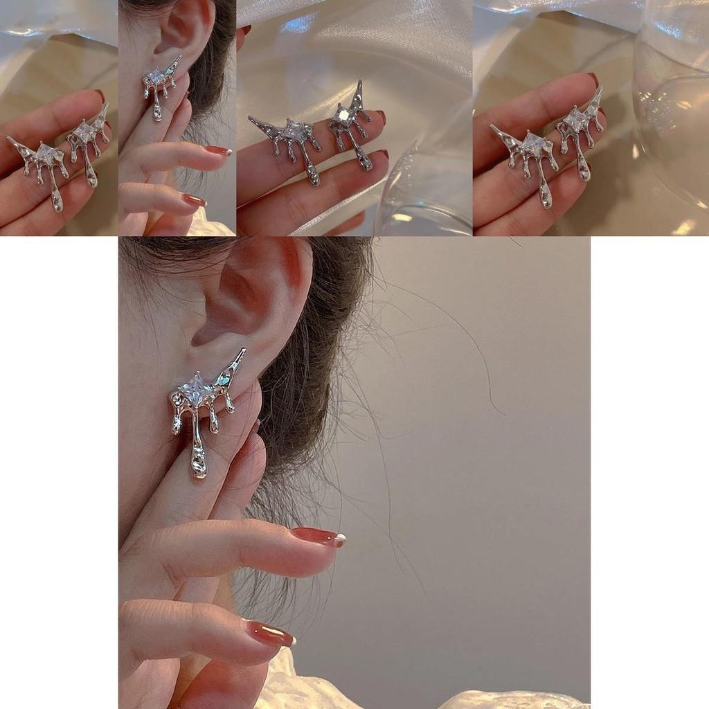 Teardrop Earrings Elegant Asymmetric Creative Geometric Design For Women