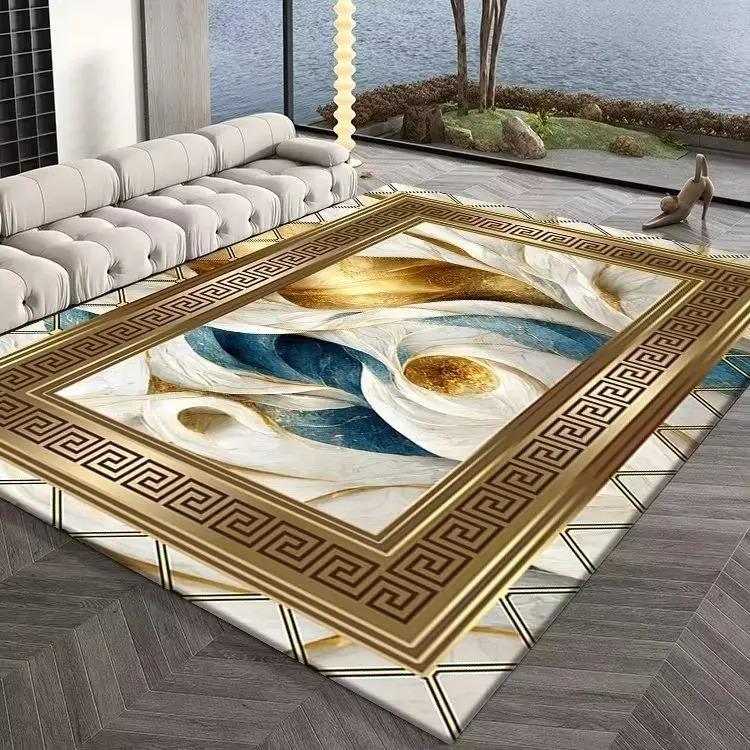 Gold Striped Patchwork Carpet Large Floor Mat for Living Room Washable Anti-slip Kitchen Door Mats Home Bedroom Area Decor Rug