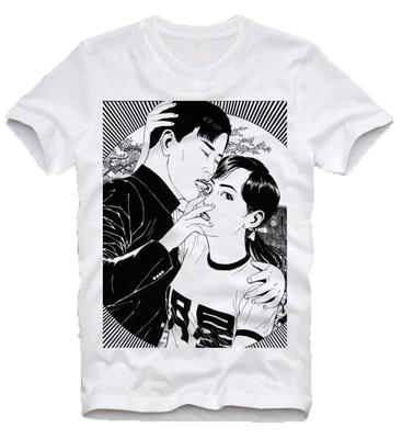 Suehiro Maruo Göz Küresi Yalama Korku Anime Unisexga Junji Ito Uzumaki Japon Yeni Moda Pamuk Baskı O-Boyun T Gömlek
