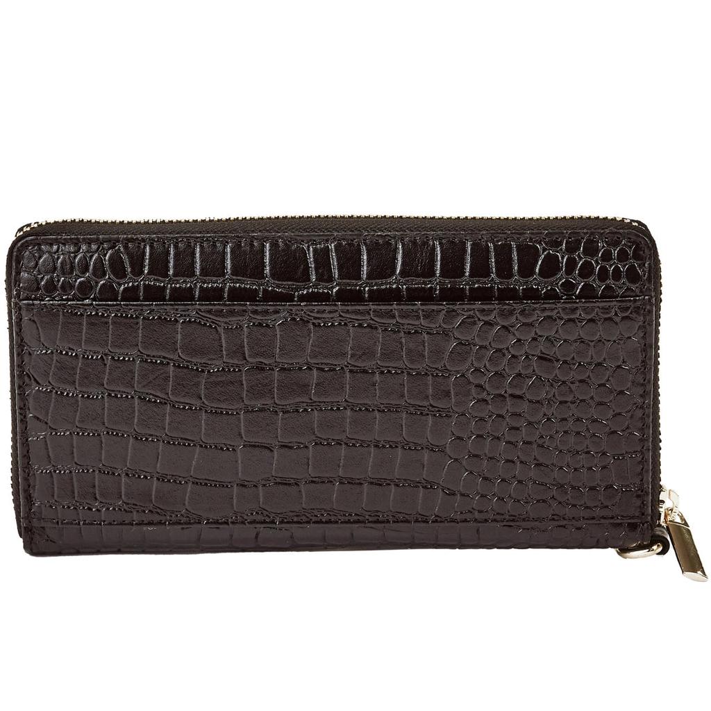 Women' Leather Wallet with Wings Croco Black Wrist Strap