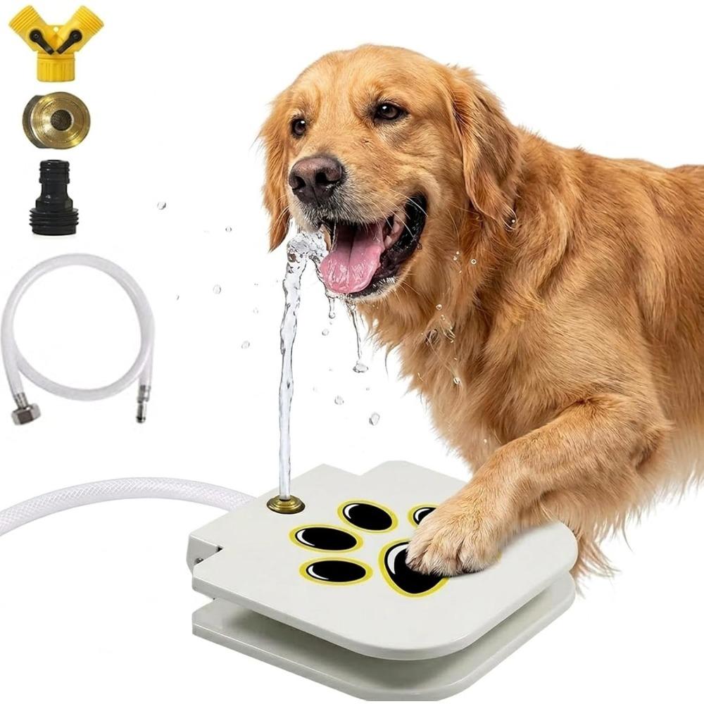 Dog paw print sensor sprinkler, outdoor dog paw print sensor water fountain, heavy-duty metal pet water fountain, suitable for patios.