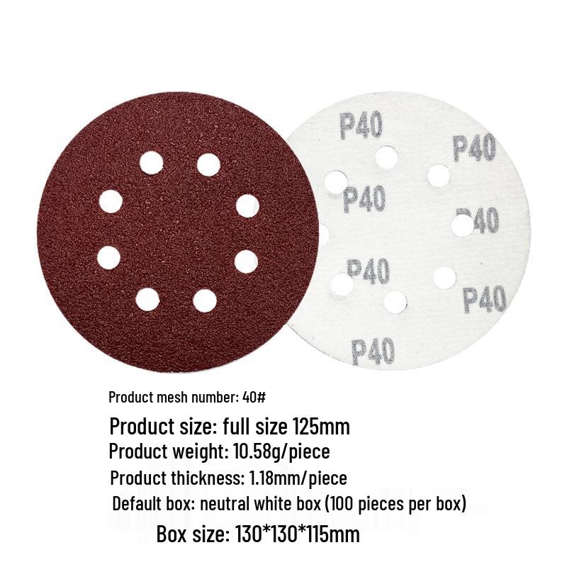 5-inch 8-Hole Red Sandpaper 125MM for Wood Sanding