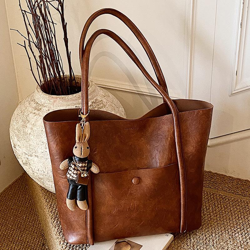 Niche Fashion Bag Women's New Trend Portable Bucket Bag Retro Simple Shoulder Bag Women