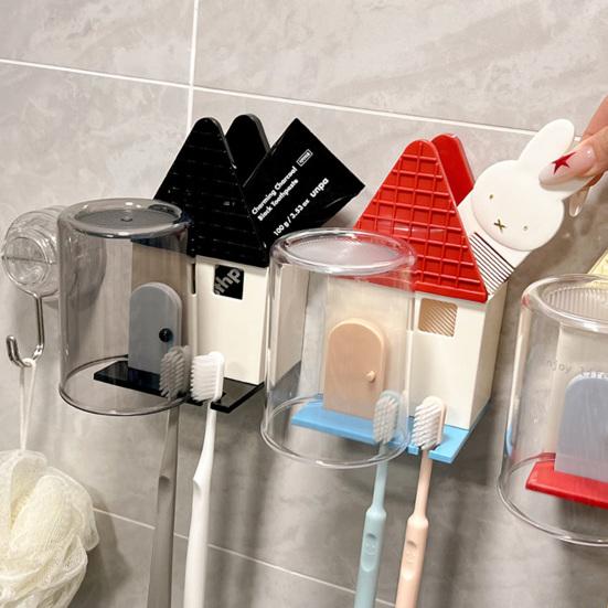 Toothbrush Holder Wall Mounted Storage Rack Double Slot Design Keeps Toothbrush Dry Bathroom Organizer
