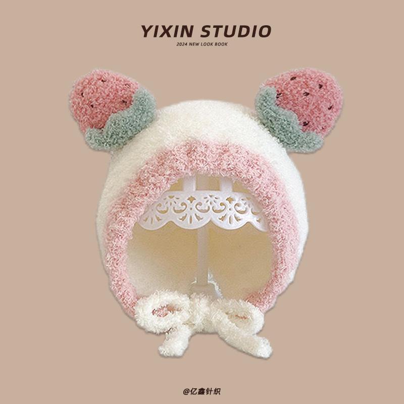 Babymütze Herbst und Winter super süße Baby warme Plüschmütze Jungen und Mädchen gestrickte winddichte Kinder-Pullovermütze Tide