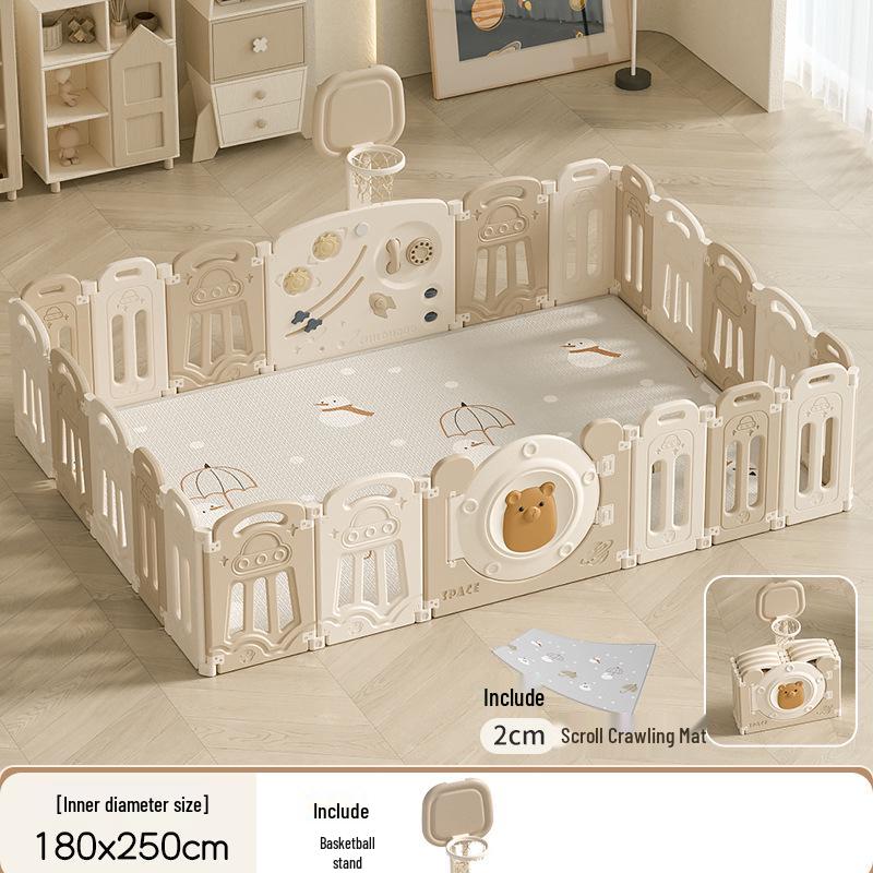 Compact Foldable Baby Playpen & Safety Fence with Integrated Crawling Mat for Indoor Use