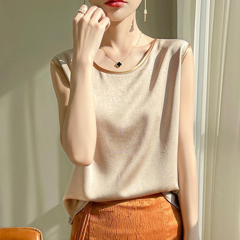 Elegant Silk Satin Sleeveless Camisole Top for Suits