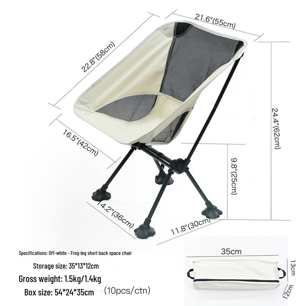 Cadeira Lunar Portátil Leve para Exterior com Encosto – Dobrável para Acampamento, Praia e Pesca