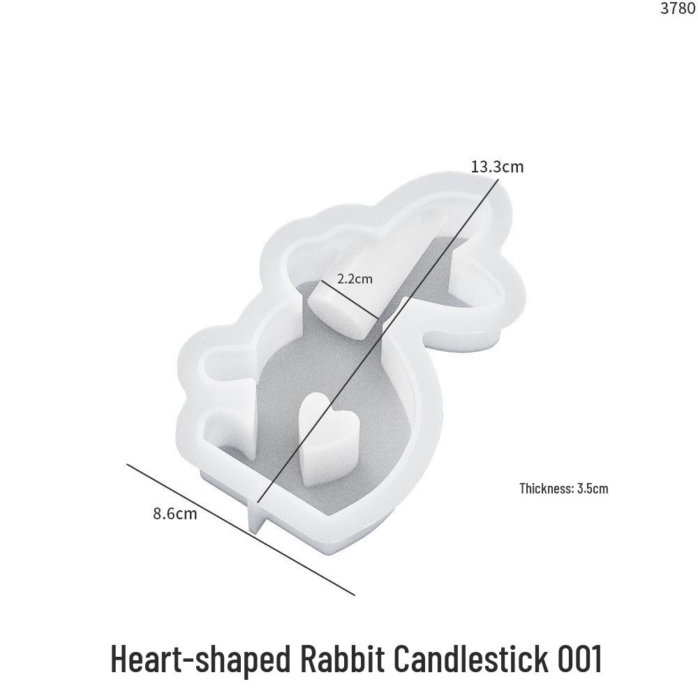 Easter Bunny Heart Candle Holder Silicone Mold for DIY Resin Casting