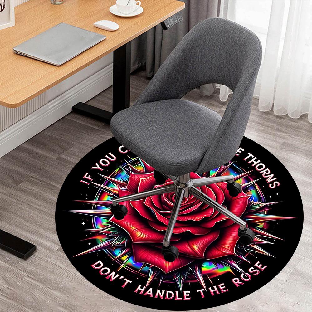 

1pc Rose Thorns Round Chair mat office Area Rug - Non-Slip, Floor Mat for Office, Bedroom, and Indoor Decor p127116 80cm by 80cm