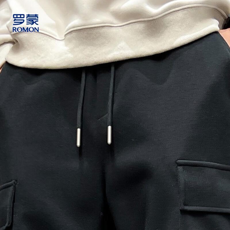 ROMON Men's Solid Color Drawstring Casual Long Pants