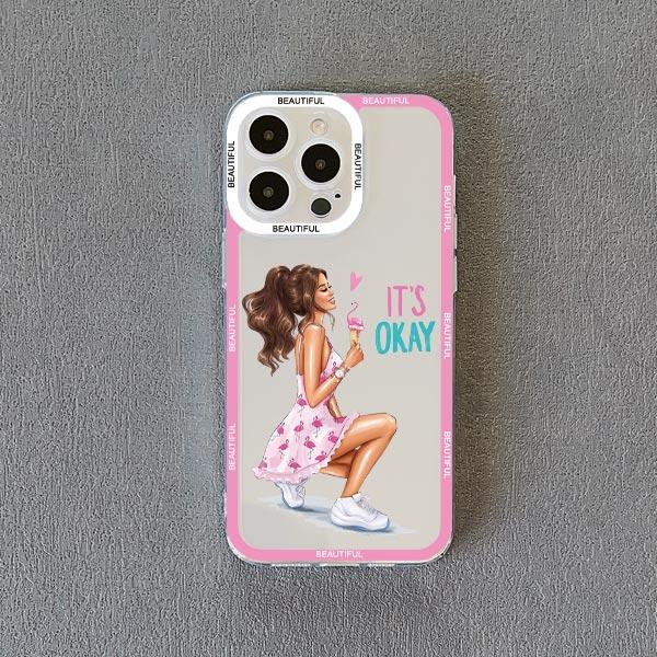 Clear Fashion Girls Woman Lady Phone Case for iPhone 15 14 13 12 Pro Max 11 XR X XS 13 12 SE 7 8 Plus Cover Transparent Funda