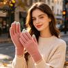 Thermal Wool Lined Mittens Knitted Touchscreen Gloves for Women Men Winter Warm Five Finger Gloves Daily Commuting Driving Cold Weather Texting And