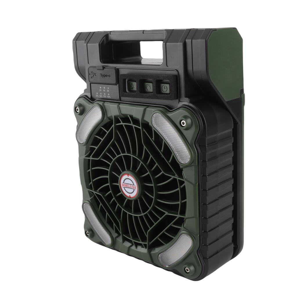 Solar Fan 5200MAH Type C Charging 4 Speed   Brushless Motor 4.5mCelsiuss Low Noise LED Timer Solar Camping Fan for Fishing Outdoor Activities