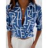 Women's Collar Printed Long Sleeve Shirt Lapel Print Long Sleeve Shirts Women