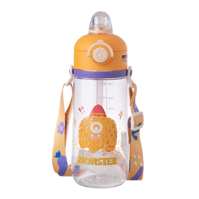 Water Bottle Children's Cute Cartoon Water Cup Tritan Food Grade High Value Double Drink Student Travel Straw Portable Kettle