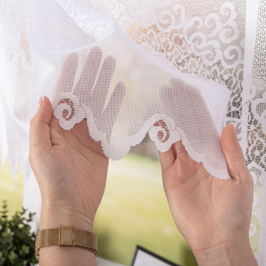 MODESTA - Ready-made Jacquard Curtain with a Straight Hem - 400x160 Cm - White