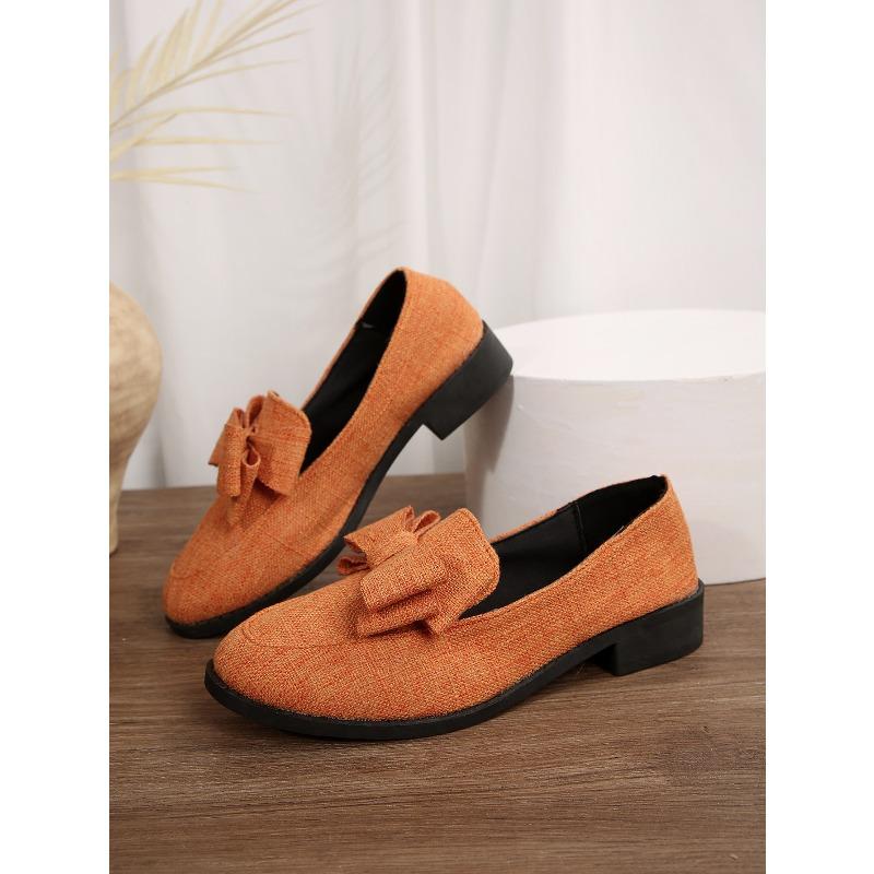 Bow Low-top Single Shoes Women's 2025 Autumn New Plus-size One-foot Loafers