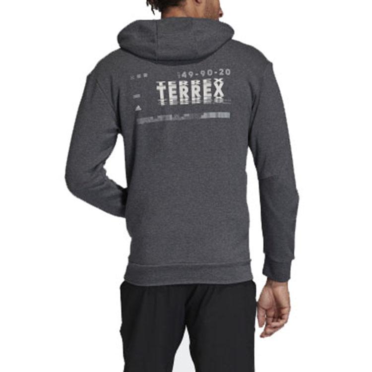 Adidas Terrex Logo Hooded Pullover Sweatshirt Men Outerwear Gray FJ5039