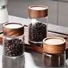 Small Glass Jars With Lids Spice Seasoning Coffee Beans Storage Containers Tube Wooden Sealed Bottle Airtight Canisters