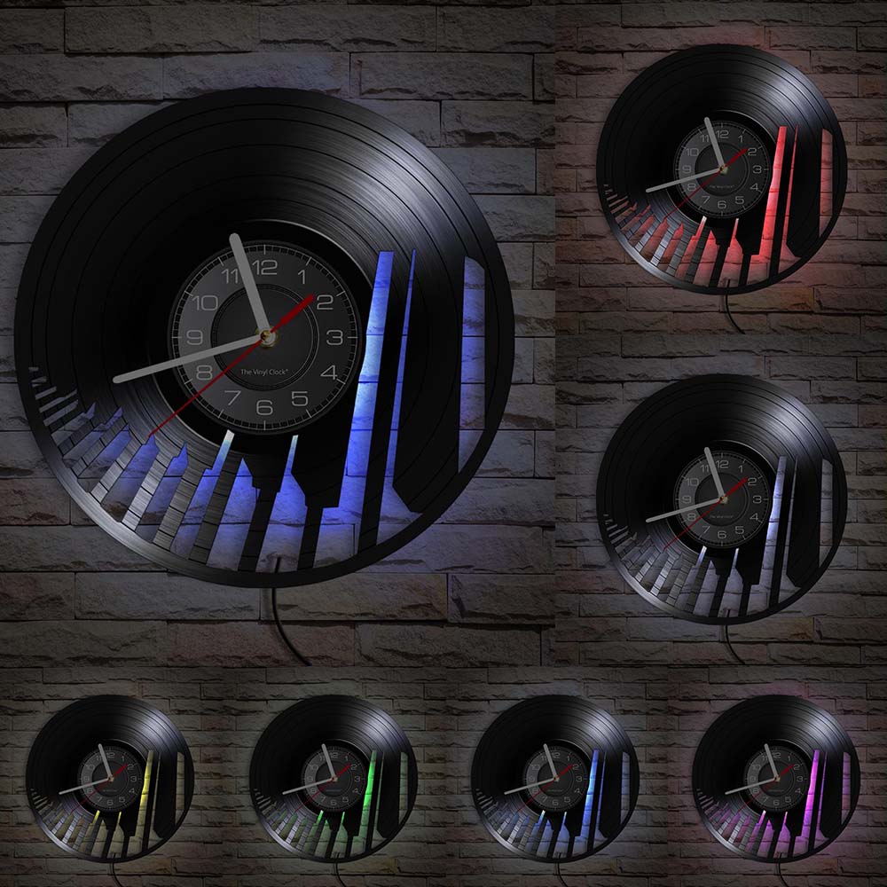 Music Notes Wall Art Treble Clef Vinyl Record Wall Clock Hanging Sheet Music Art Vintage Watch Rock N Roll Music Lover Gift