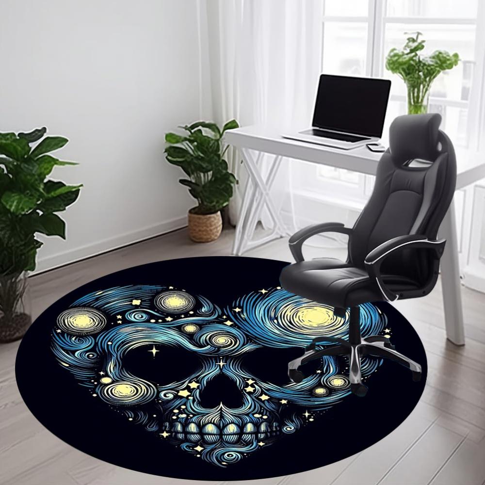 1pc Skull Galaxy Heart Office Round Area Rug, Under Office Chairs Bedroom Living Room Home Decor, Room Deco, Available In Various Sizes