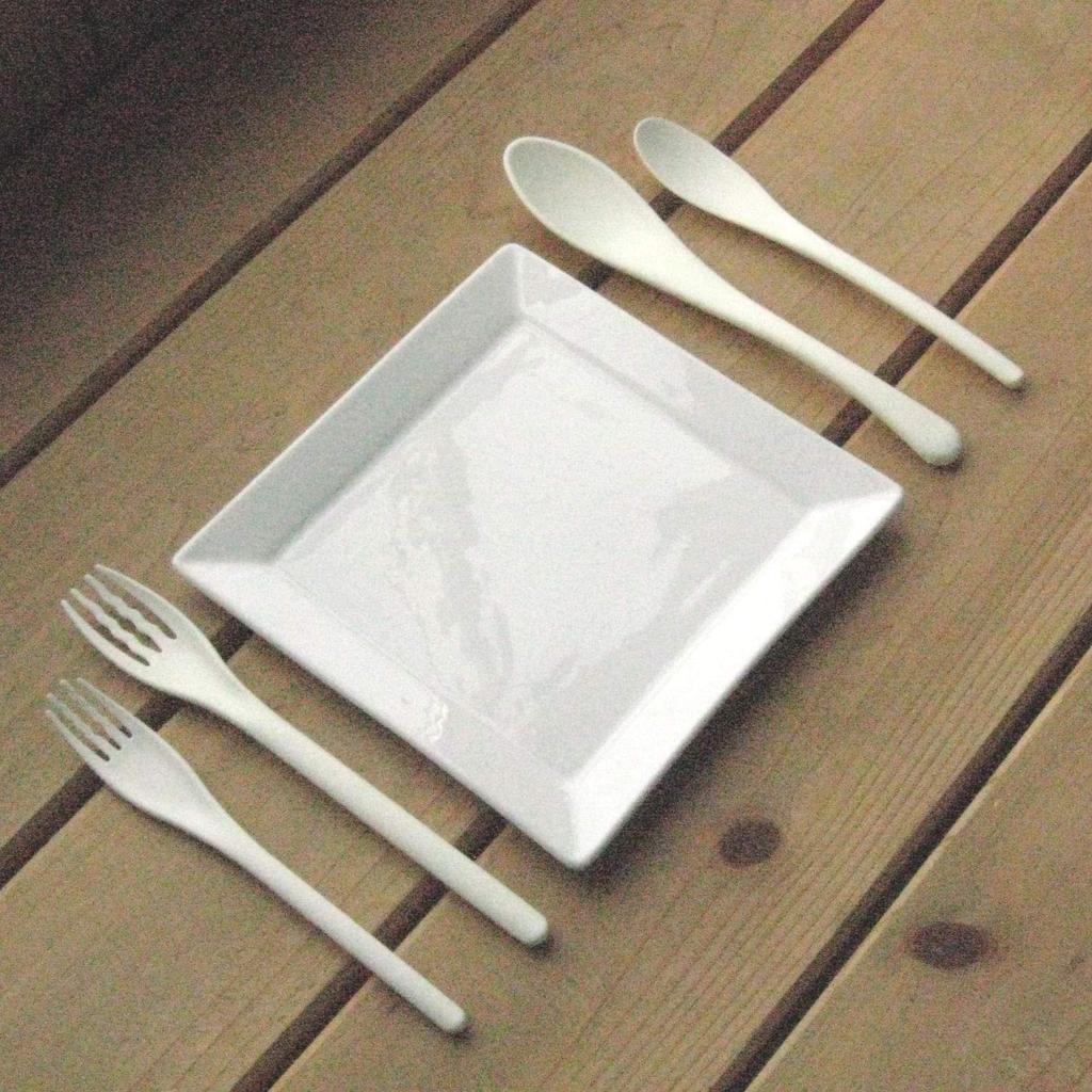 Nagao Plastic Dinner Cutlery 4 Dishwasher Made In Japan Heat-Resistant Set, Pieces, White, Safe,