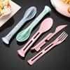 Portable Travel Cutlery 3Pieces Reusable Travel Cutlery Set Flatware Serving Tool Knife Fork Spoon Detachable Cutlery for Picnic