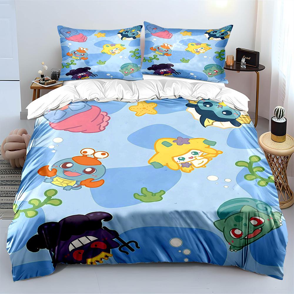 Pokemon Jirachi Printed Bedding Set 3PC 1 Duvet Cover 2 Pillowcases Adult and Children Warm Soft Bedding Set Luxury Gift