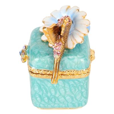 Bird Figurine Jewelry Box Zinc Alloy   Hand Painted Decorative Hinged Jewelry Holder for Storing Necklaces Rings Earrings