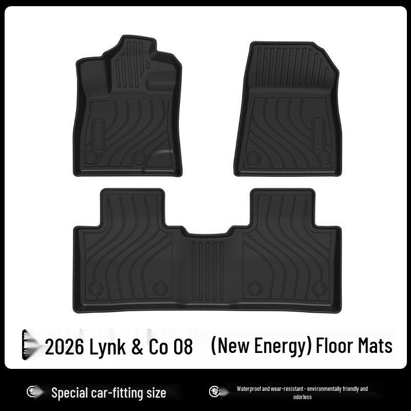 Compatible 2026 Lynk & Co 08 TPE Floor Mats & 3D All-Weather Backrest Mats - Waterproof, Wear-Resistant, Starry Sky Design, Carbon Fiber Texture.