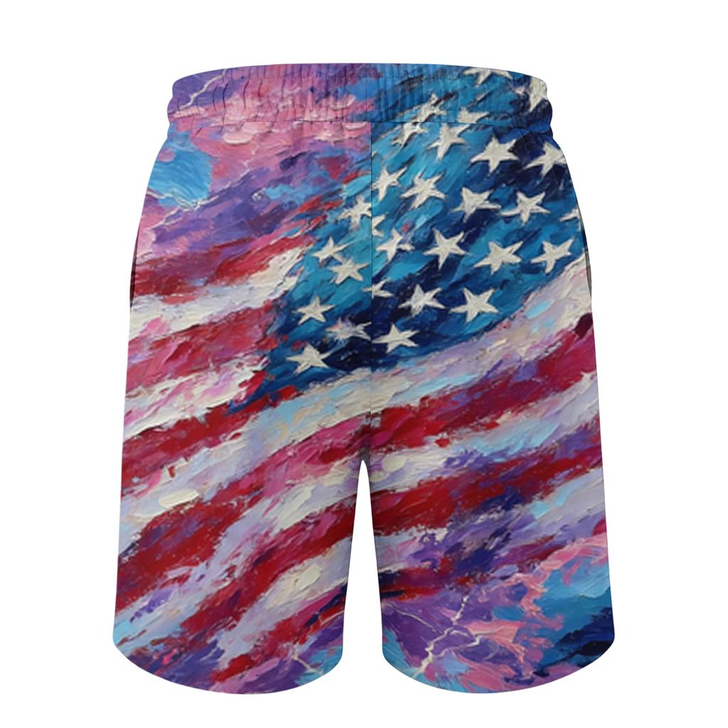 Men's Independence Day Printed Casual Drawstring Waist Shorts