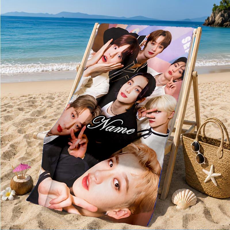 Custom Name K-pop stray Style Collective Beach Towel Microfiber Beach Towel, Lightweight and Quick-Dry, for Summer Travel, Swimming Pool Gift