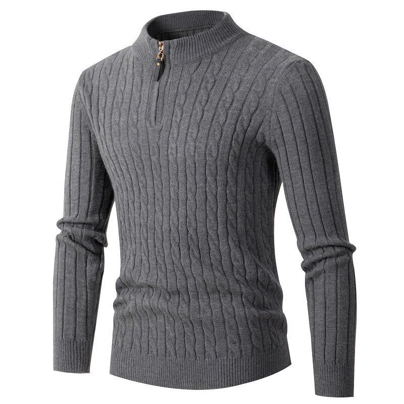 

Men s Winter Cable Knit Half-Zip Sweater - Casual Fashion Base Layer 3XL сірий колір