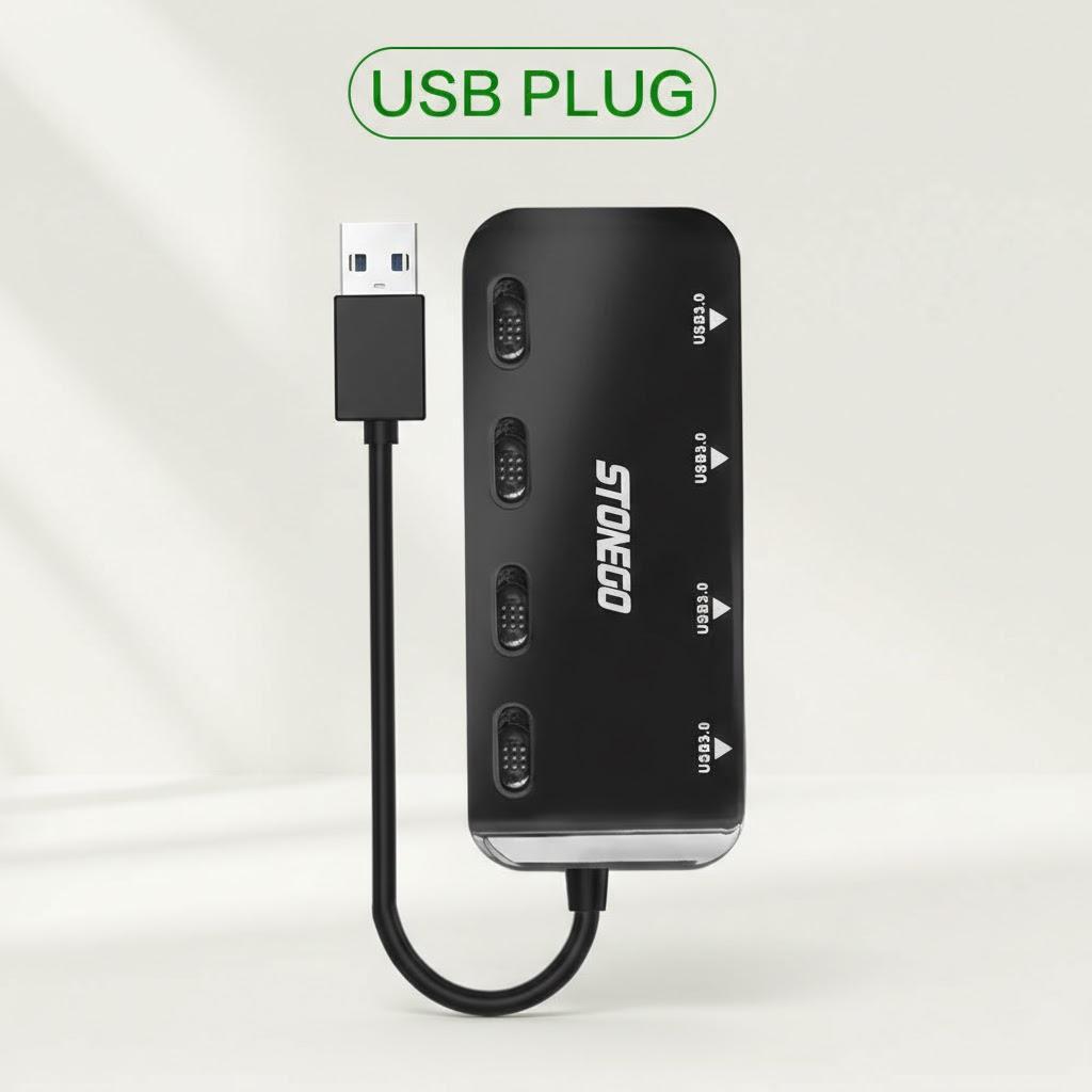 Ultra Slim 4 Port USB 3 0 Hub High Speed Data Extender Adapter with Individual Power Switches