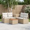 Sofa Set 6 Pcs Beige and Cream White Poly Rattan and Steel