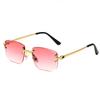 Vintage Rivet Metal Material Rimless Sunglasses Women For Men Square Sun Eyeglasses Punk Luxurious Brand Style Designer Popular Gradient Glasses