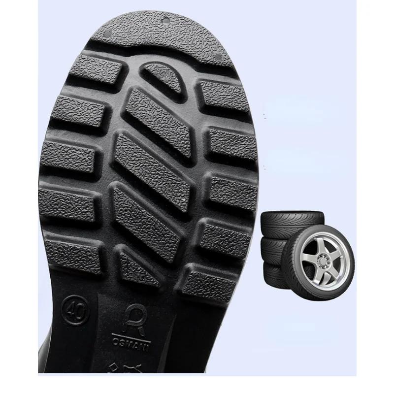 Fashion 2024 Men's Tall Rain Boots Fashion Work Waterproof Protective Solid Color Rain Boots Men Outdoor Work Rubber Boots Platform Boot