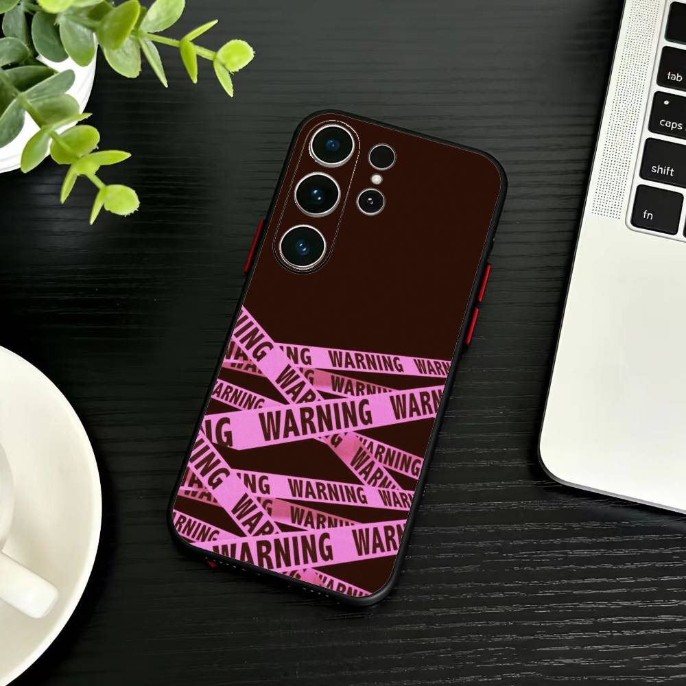 

Warning Line Art Phone Case For Samsung S26,S25,S24,S23,S22,S21,S20,Plus,Fe,Lite,Others Black Cover Samsung S225G