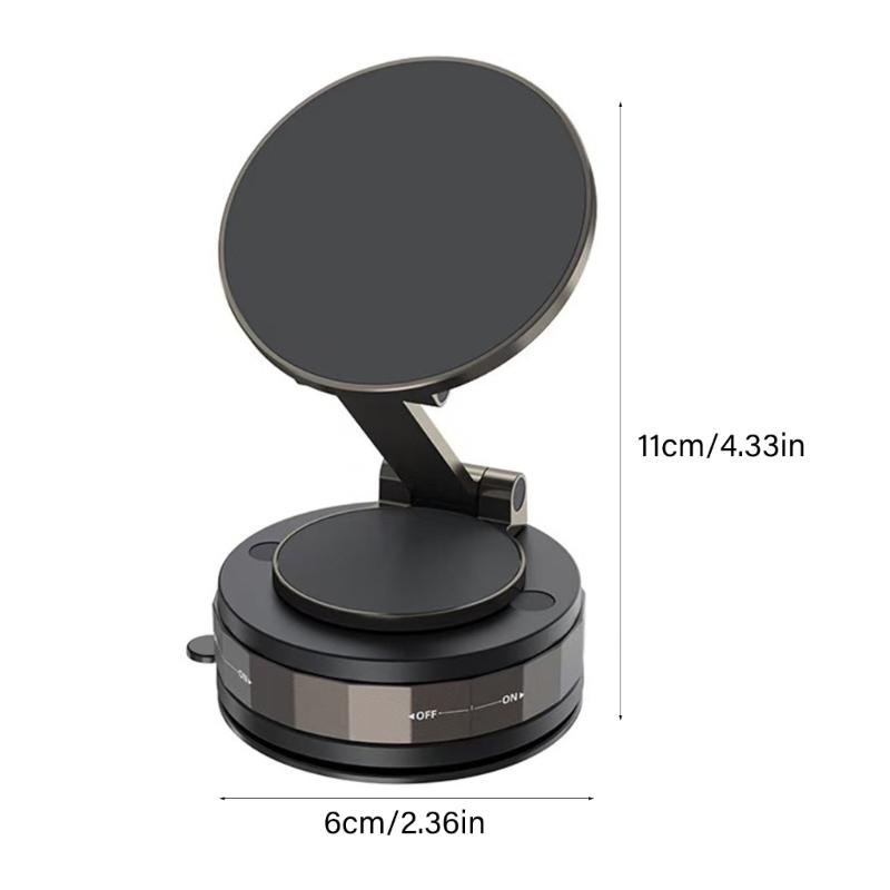 Strong Magnetic Car Phone Holder Adjustable Stand with Vacuum Suction Base for Multiple Surfaces Dashboard Installation