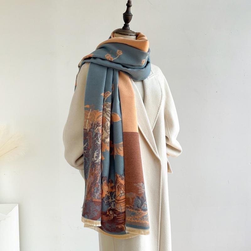Looking At Jiangnan's Literary Imitation Cashmere Women's Scarf Autumn and Winter New Versatile Fashion Office Air Conditioner Shawl