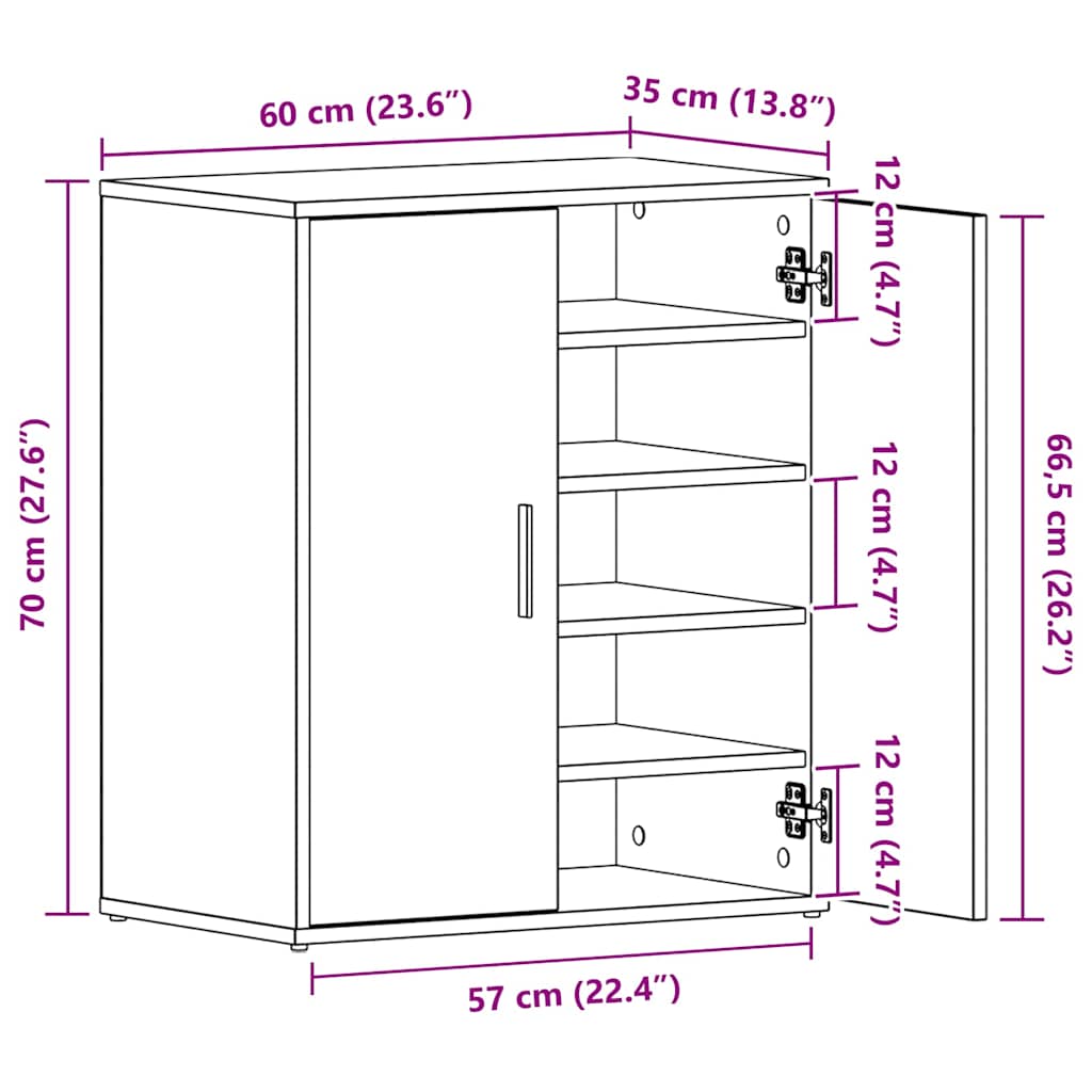 Shoe Cabinet Smoked Oak 60 x 35 x 70 cm Particleboard