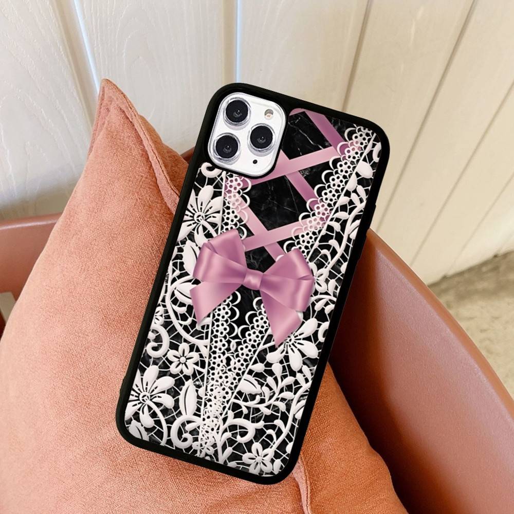 Lace Pattern For IPhone 11 12 13 14 15 16 17 Pro Max Plus TPU+PC Shockproof Back Phone Cases