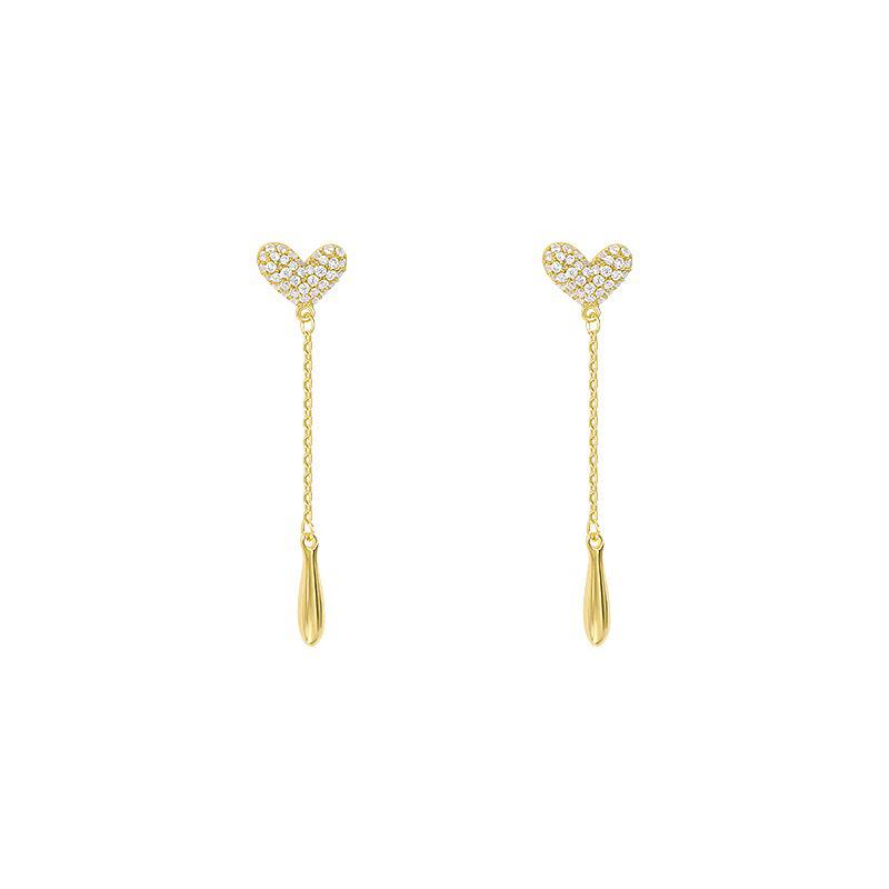 Love tassel mosquito coil plate earrings women's niche light luxury high-end earrings long earrings exquisite ear clips without ear piercings