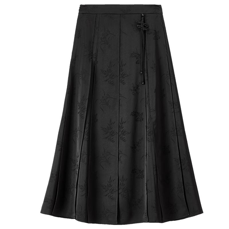 New Chinese Style A-Line Horse Face Skirt