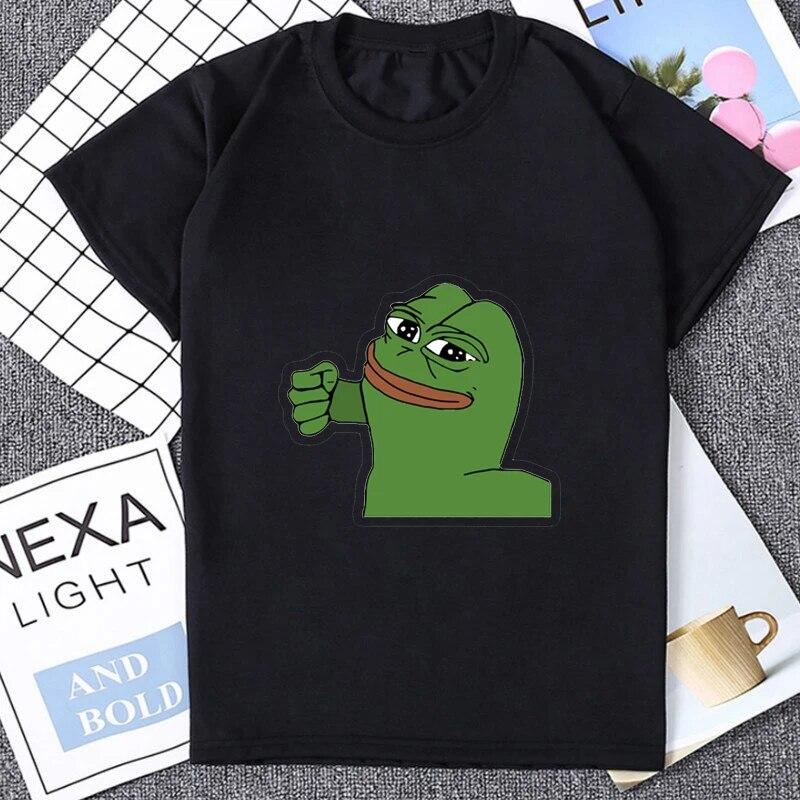 Pepe Sad Frog Emote Graphic Printed Unisex T Shirt Streetwear Hipster Harajuku Style Women Tshirt Loose Casual Fashion Soft Unisex Tee