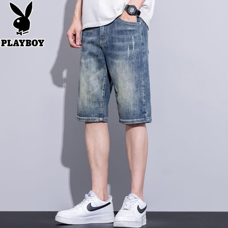 PLAYBOY Men s Casual Denim Bermuda Shorts 34