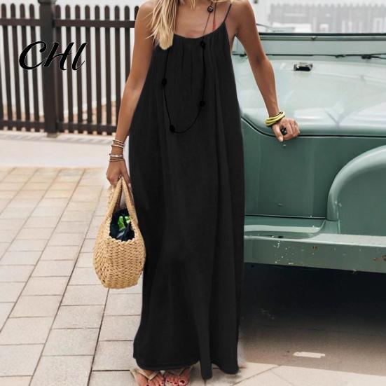 Autumn Jacket Dress Women's Backless Cami Summer Casual Sleeveless Boho Beach Maxi Women Spaghetti Strap Vacation Long Sundress with Back Tie